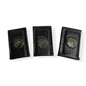 VTG Lot of‎ 3 Salem Cigarette Magnetic Money Clip Black Leather Embossed Pebble